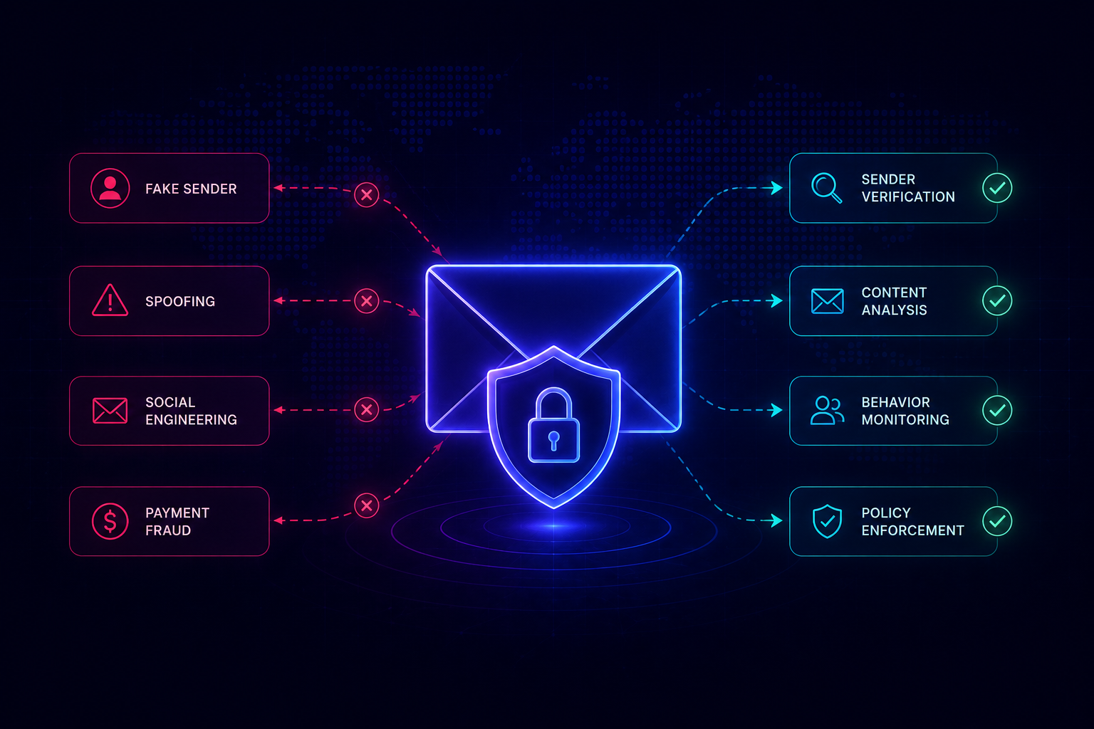 Business Email Compromise Prevention Guide cover beside a verified sender identity and a flagged suspicious identity