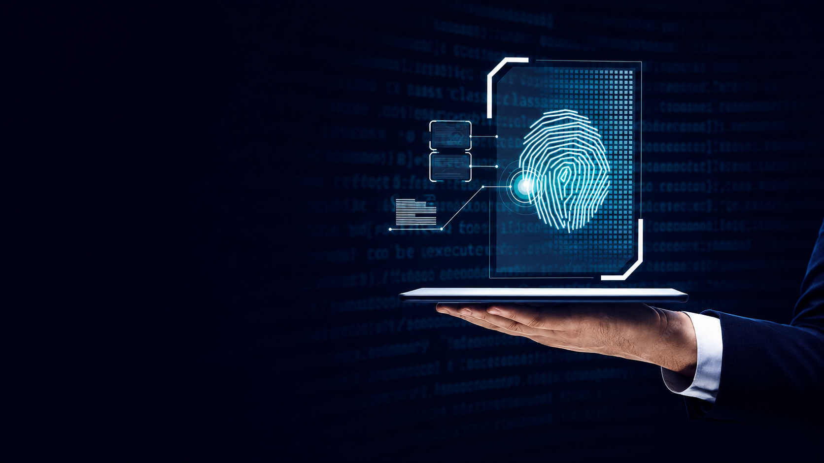 Cyber incident investigation workspace: forensic analysis of evidence on screen, an incident timeline and a security shield representing the path from incident to insight